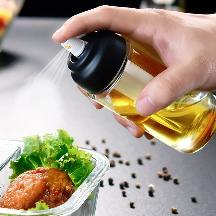 Kitchen Oil Spray Bottle Air Pressure Barbecue Oil Sprayer Glass Oil Control Pot(Black)