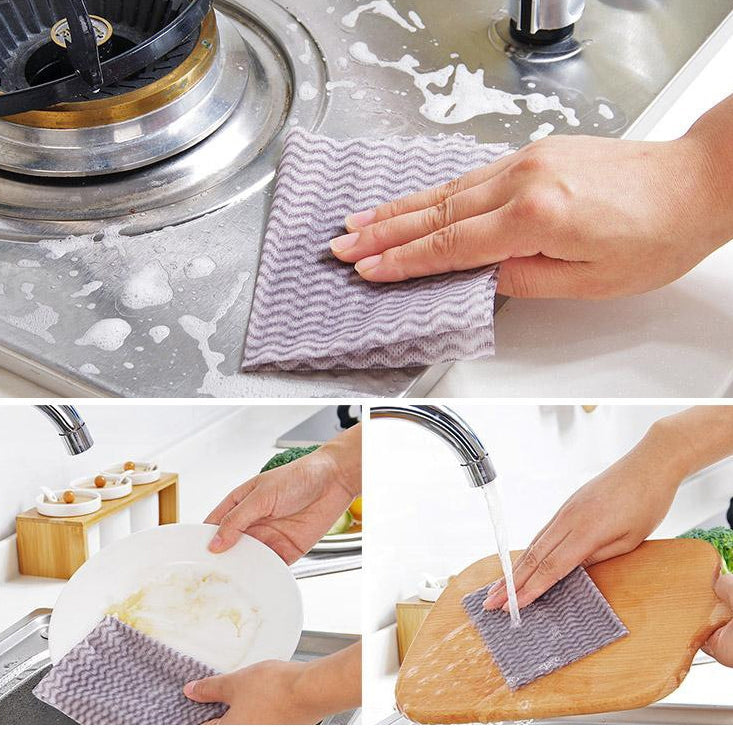 10 Rolls Disposable Dish Towels Kitchen Oil-free Absorbent Cloth Rags Random Color Delivery