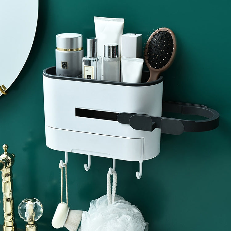 Multi-functional Bathroom Wall-mounted Punch-free Blower Rack(Dark Gray)