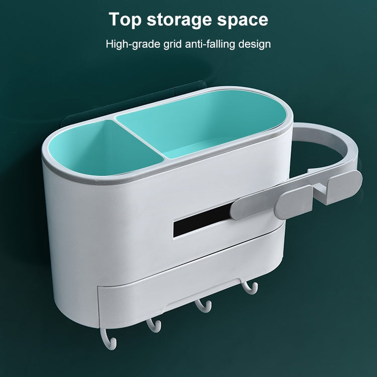 Multi-functional Bathroom Wall-mounted Punch-free Blower Rack(Dark Gray)