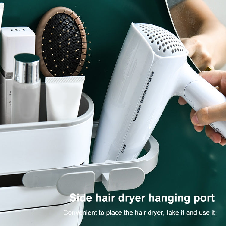 Multi-functional Bathroom Wall-mounted Punch-free Blower Rack(Dark Gray)
