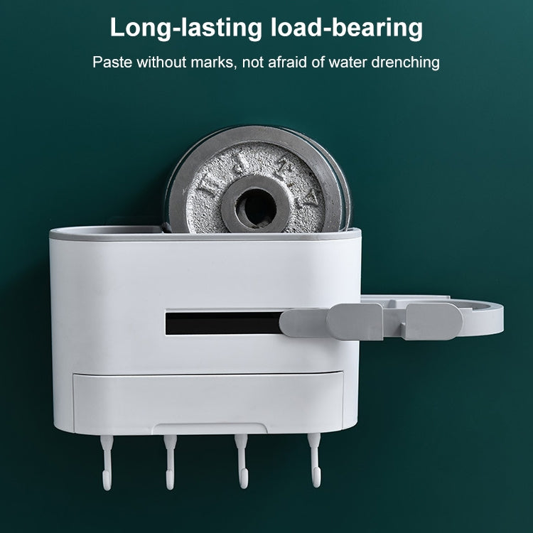 Multi-functional Bathroom Wall-mounted Punch-free Blower Rack(Dark Gray)