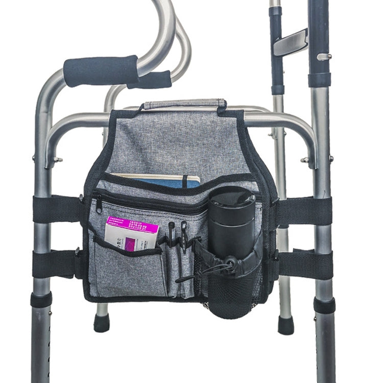 Short Gray Rehabilitation Walker with Zipper Storage Bag