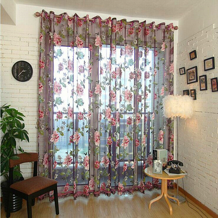 Classic Tulle Rotten Flower Curtain Window Home Decoration, Size:100x250cm Punch