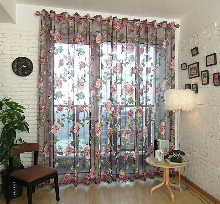 Classic Tulle Rotten Flower Curtain Window Home Decoration, Size:100x250cm Punch
