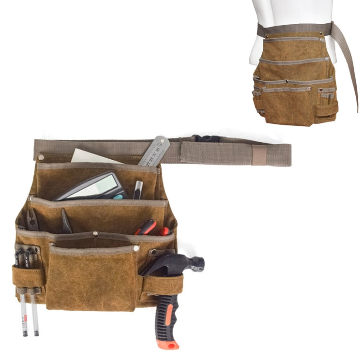 Adjustable Mud Color Canvas Wear-resistant Garden Tool Storage Belt Bag