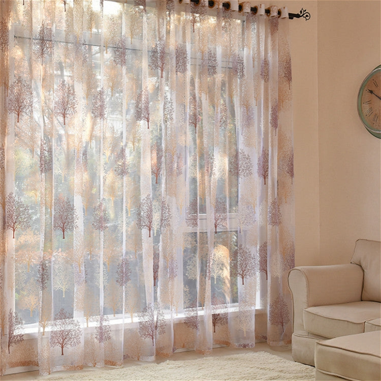 Sheer Tulle Curtains For Living Room Kitchen Blinds Drapes, Size:100x200cm Punched(Brown)