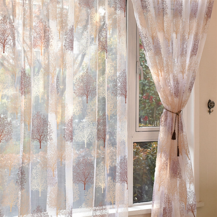 Sheer Tulle Curtains For Living Room Kitchen Blinds Drapes, Size:100x200cm Punched(Brown)
