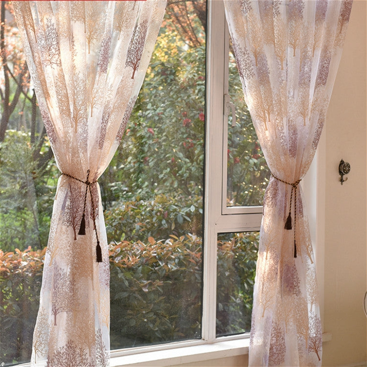 Sheer Tulle Curtains For Living Room Kitchen Blinds Drapes, Size:100x200cm Punched(Brown)