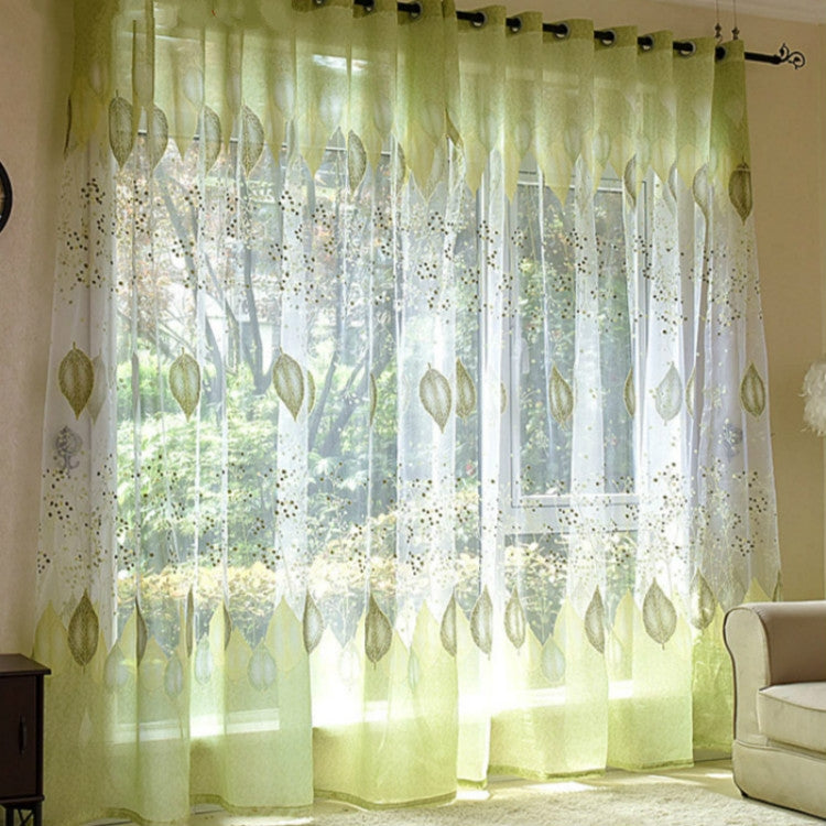 2 PCS Sheer Tulle Window Curtains for Living Room The Bedroom The Kitchen, Size:1mx2.5m (String)(Green)