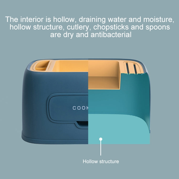 Salt Sugar Seasoning Box Multifunctional Rack Seasoning Holder with Lid(Dark Blue)