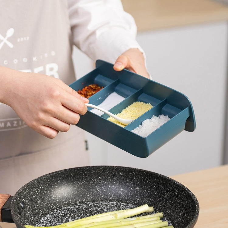 Salt Sugar Seasoning Box Multifunctional Rack Seasoning Holder with Lid(Dark Blue)