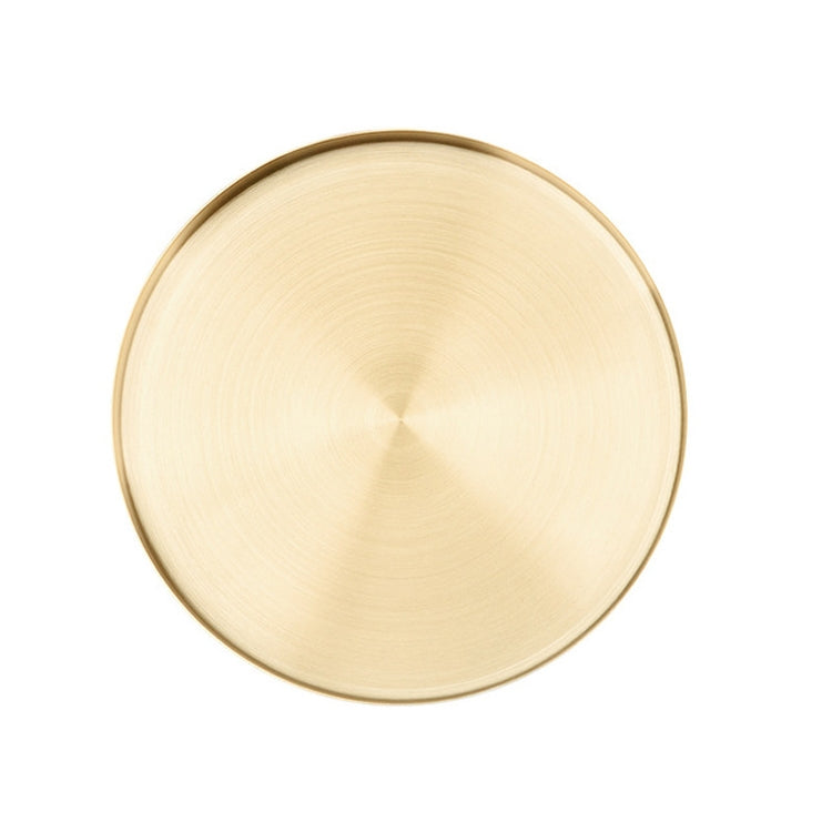 Gold Stainless Steel Round Tray Cosmetic Storage Box Dessert Tea Tray, Size:M Diameter 20cm