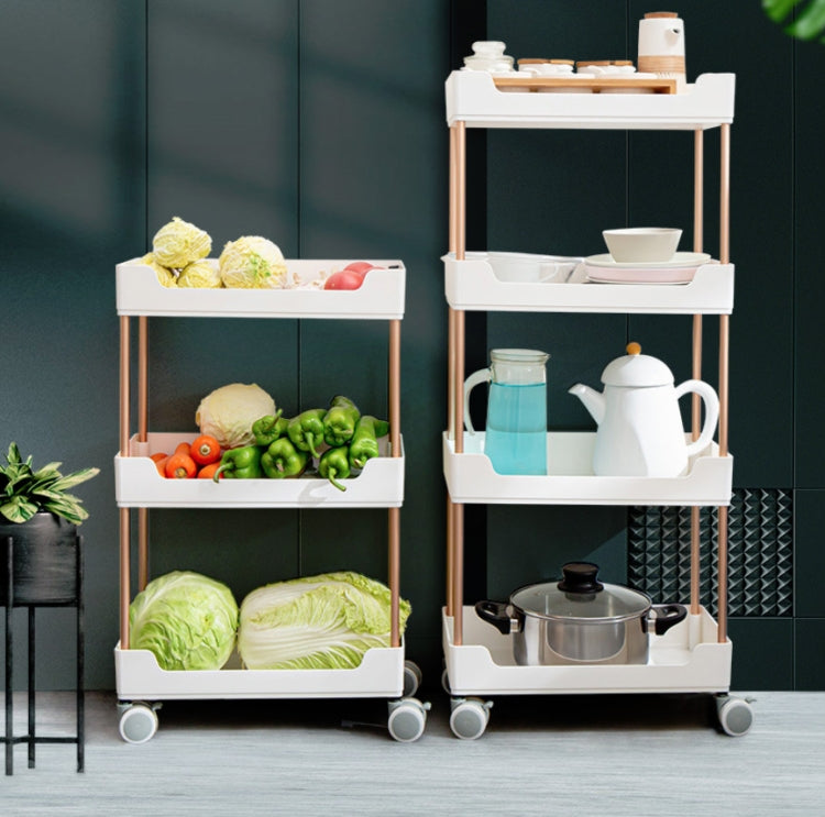 Rack Trolley Narrow Section Floor Multi-layer Book Storage Rack, Style:Four Layers