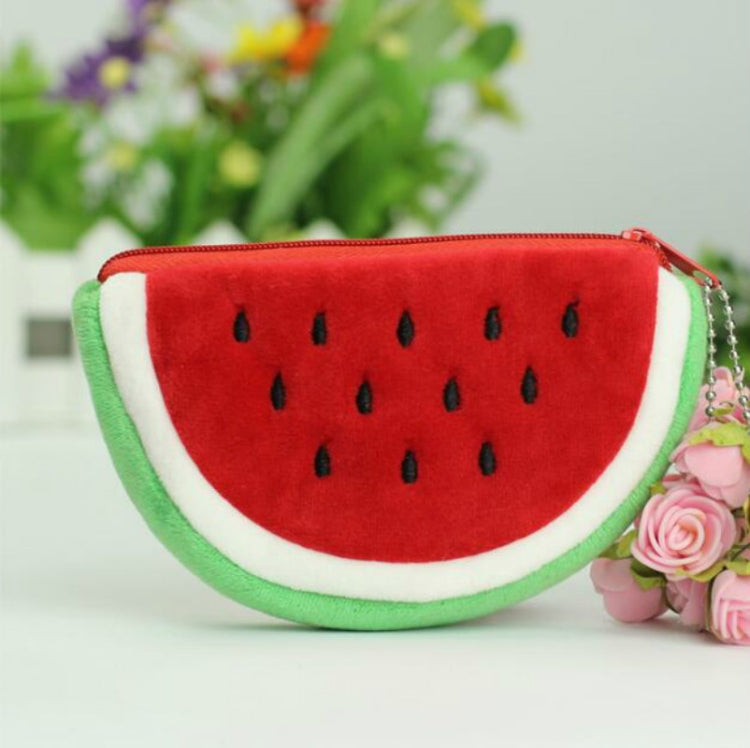 6 PCS Embroidered Plush Fruit Bag Coin Purse Coin Bag Card Bag Children Wallet