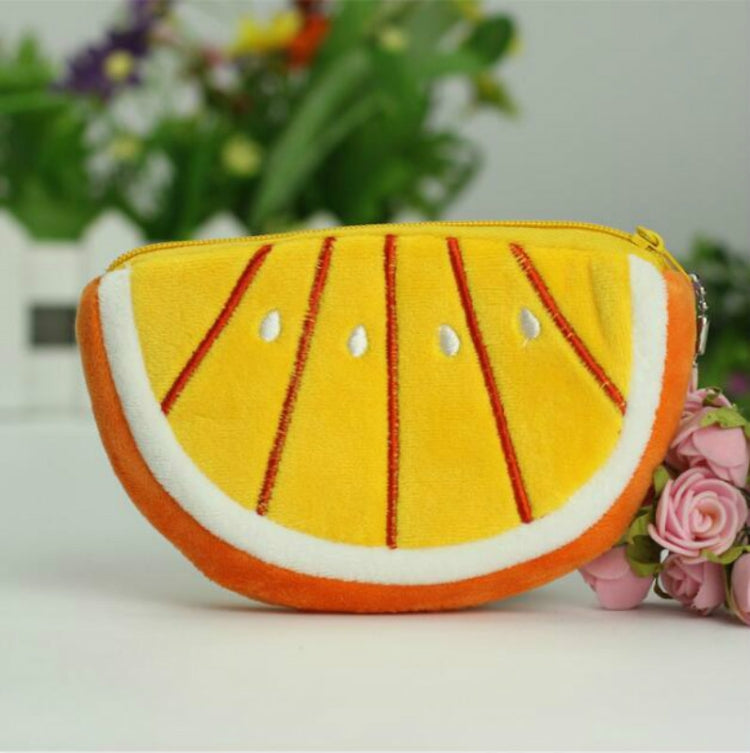 6 PCS Embroidered Plush Fruit Bag Coin Purse Coin Bag Card Bag Children Wallet