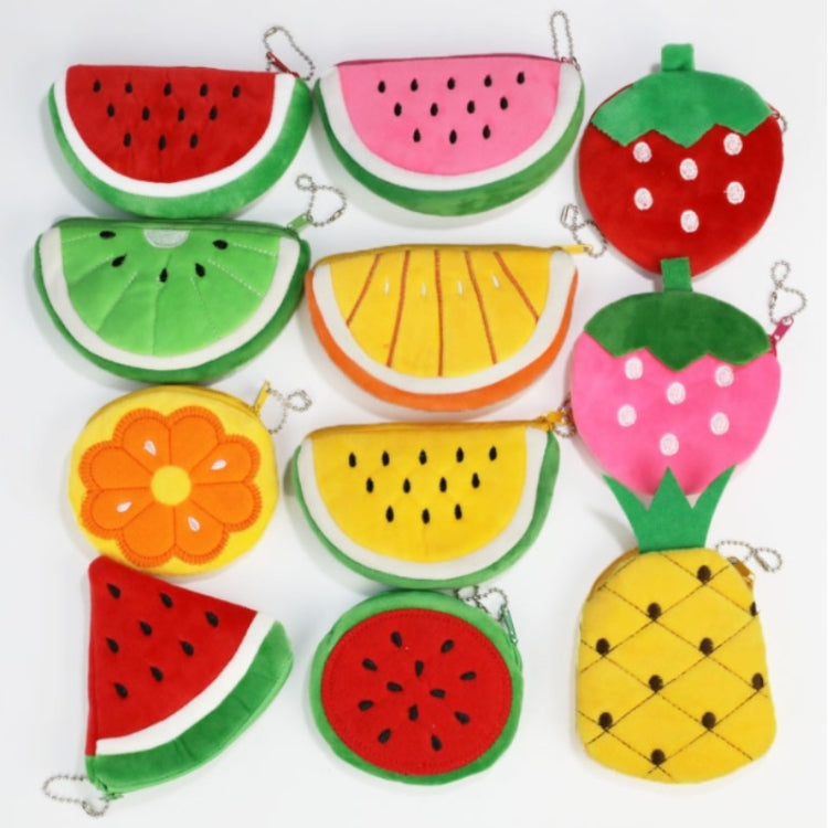 6 PCS Embroidered Plush Fruit Bag Coin Purse Coin Bag Card Bag Children Wallet