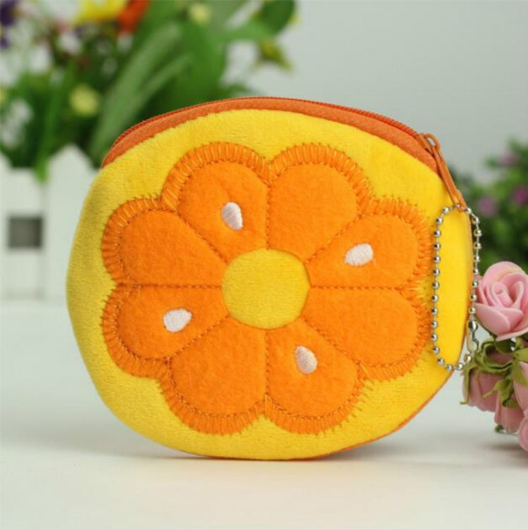 6 PCS Embroidered Plush Fruit Bag Coin Purse Coin Bag Card Bag Children Wallet
