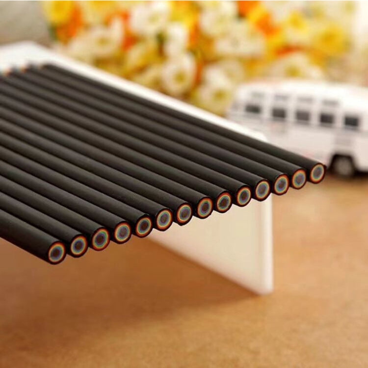 12 PCS Rainbow HB Environmental Pencil Paper Rod Pen