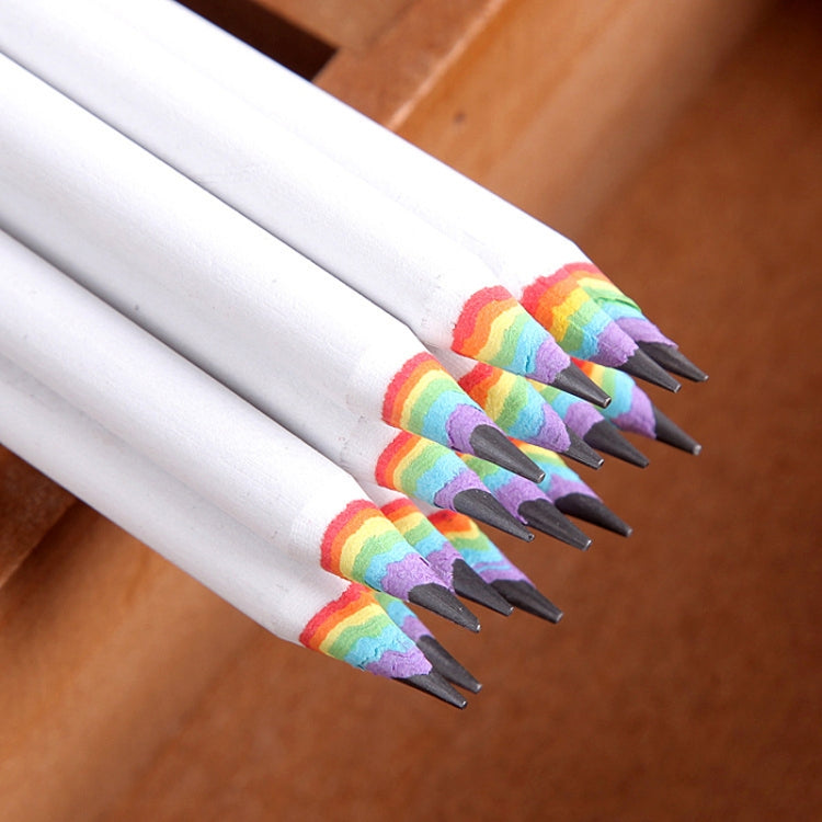 12 PCS Rainbow HB Environmental Pencil Paper Rod Pen