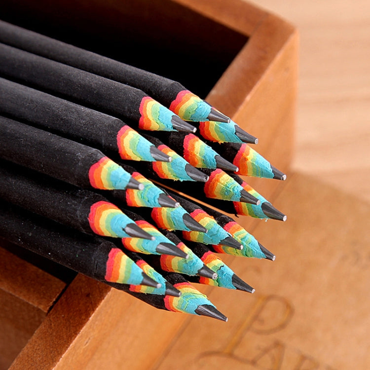 12 PCS Rainbow HB Environmental Pencil Paper Rod Pen
