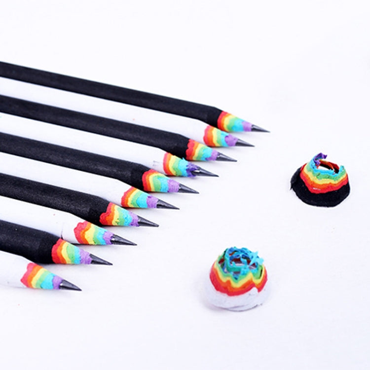 12 PCS Rainbow HB Environmental Pencil Paper Rod Pen