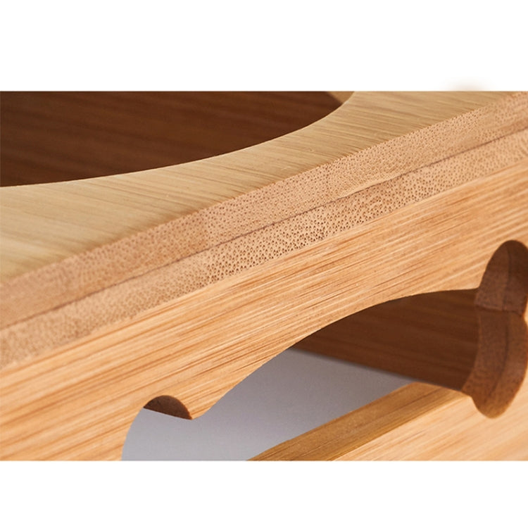 Cat Dog Pet Stainless Steel Feeding and Drinking Bowls Combination With Bamboo Frame, Size:L