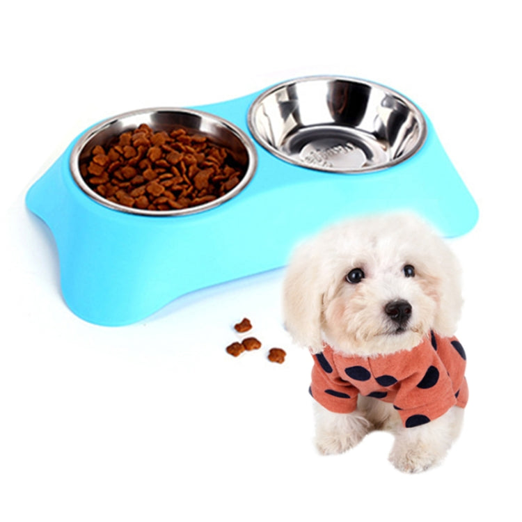 40286 Stainless Steel Non-slip Dual-use Pet Dog Bowl Cat Food Bowl Double Bowl, Size:S