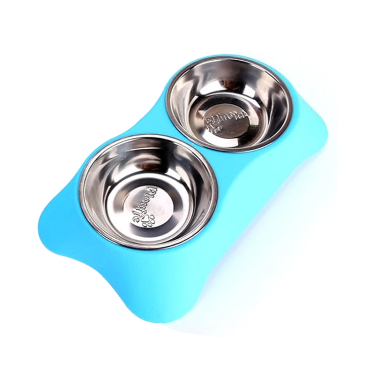 40286 Stainless Steel Non-slip Dual-use Pet Dog Bowl Cat Food Bowl Double Bowl, Size:S