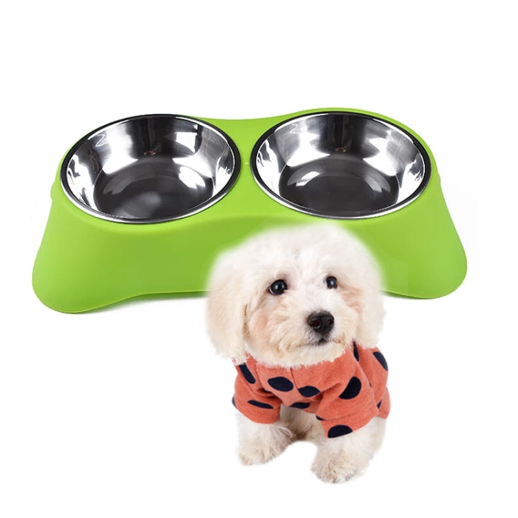 40286 Stainless Steel Non-slip Dual-use Pet Dog Bowl Cat Food Bowl Double Bowl, Size:S