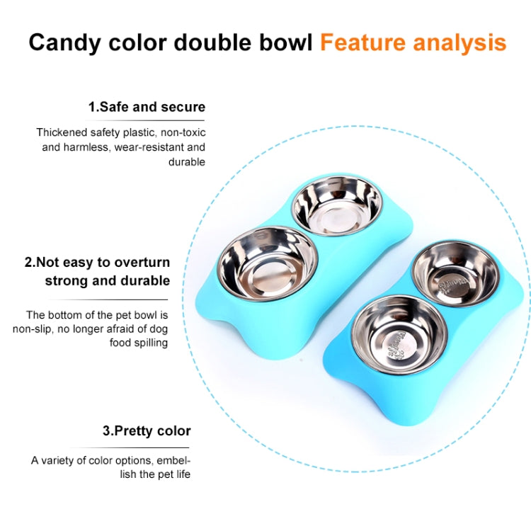 40286 Stainless Steel Non-slip Dual-use Pet Dog Bowl Cat Food Bowl Double Bowl, Size:S