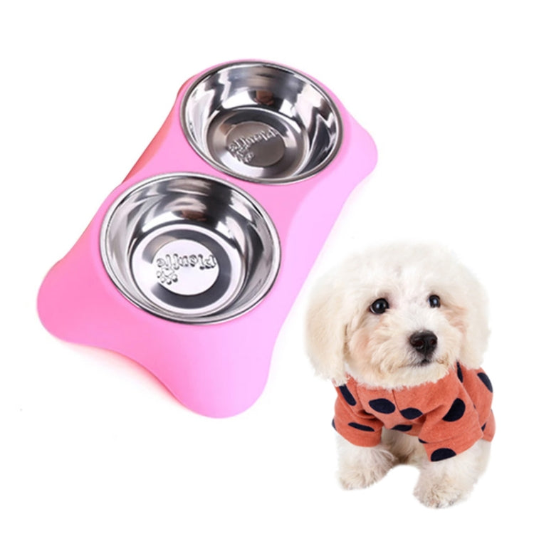 40286 Stainless Steel Non-slip Dual-use Pet Dog Bowl Cat Food Bowl Double Bowl, Size:S