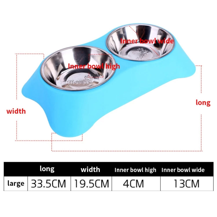 40286 Stainless Steel Non-slip Dual-use Pet Dog Bowl Cat Food Bowl Double Bowl, Size:L