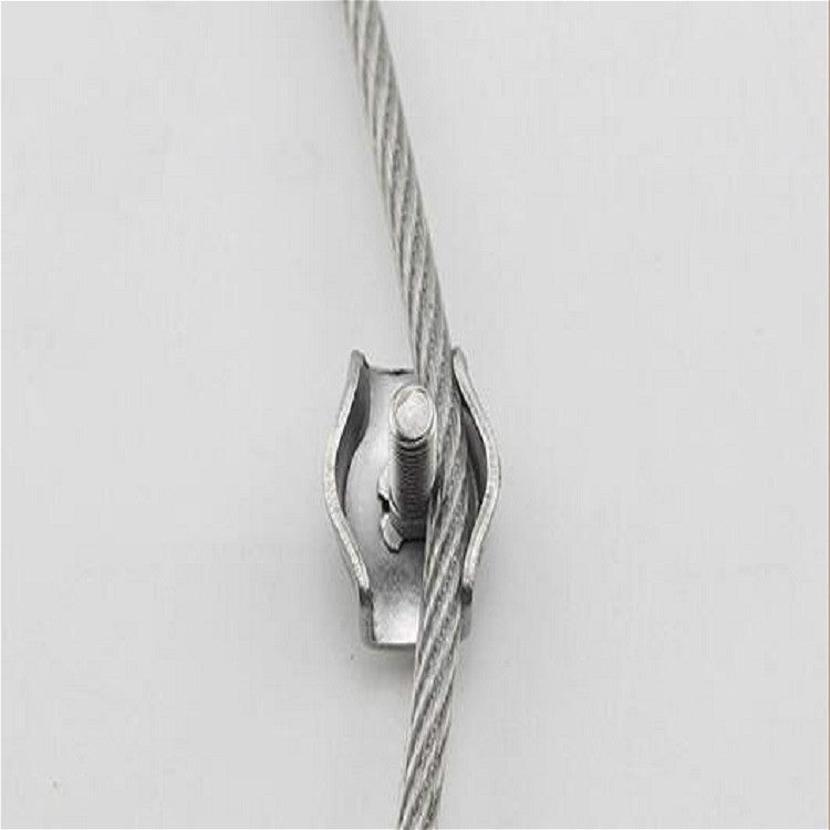 5 PCS 304 Stainless Steel Plate Single Clip Double Clamp Wire Rope Clamp, Specification:M8, Style:Double Clip