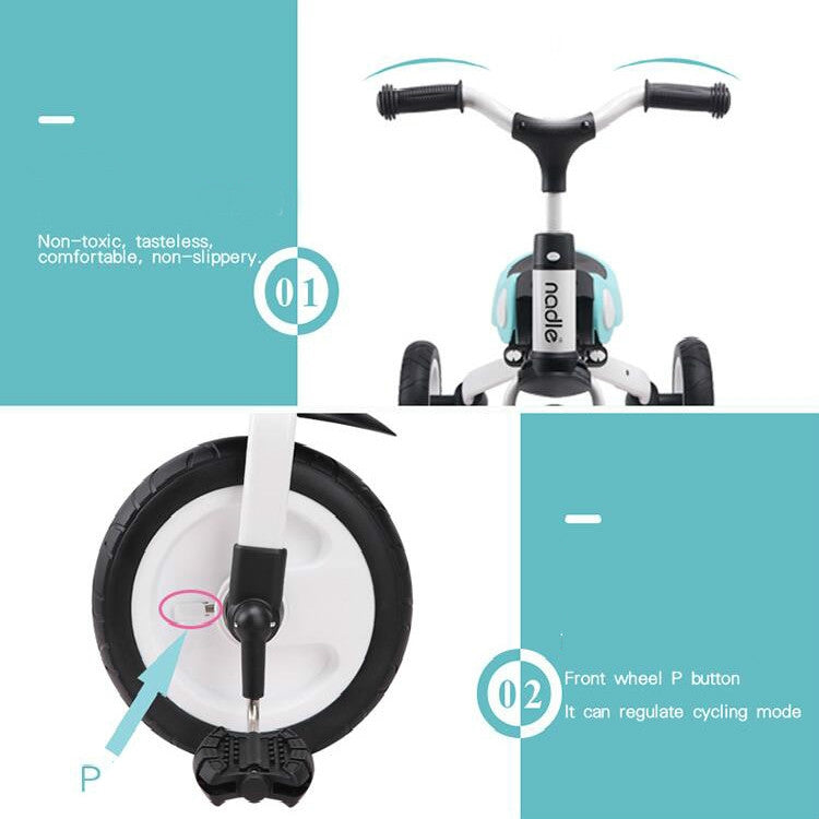 Ride On Toys Baby Tricycle Children Folding Bike Kids Scooter(Yellow)