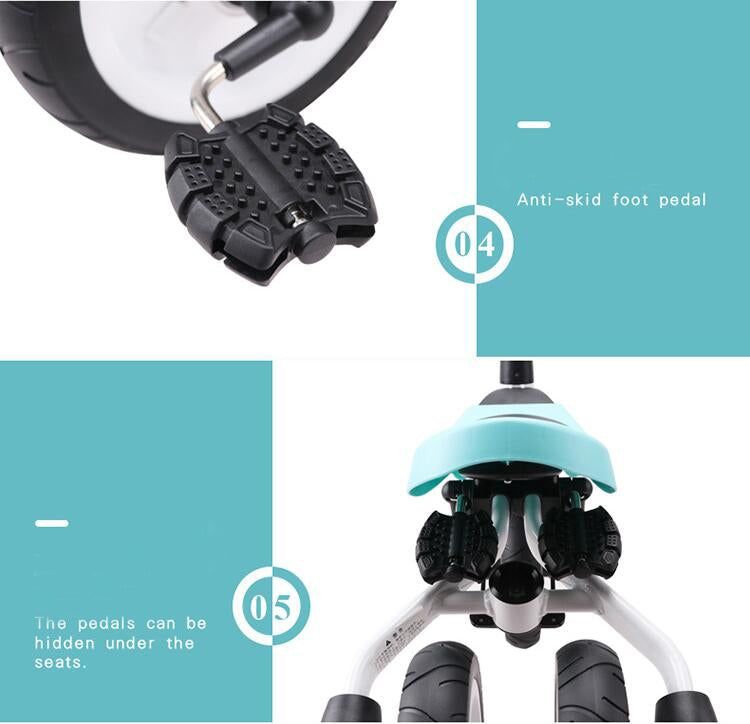 Ride On Toys Baby Tricycle Children Folding Bike Kids Scooter(Yellow)