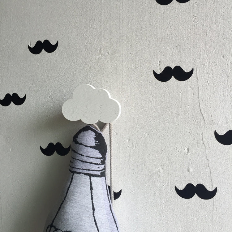 Nordic Style Cartoon Cloud Kids Room Wooden Sticker Home Decor(White)