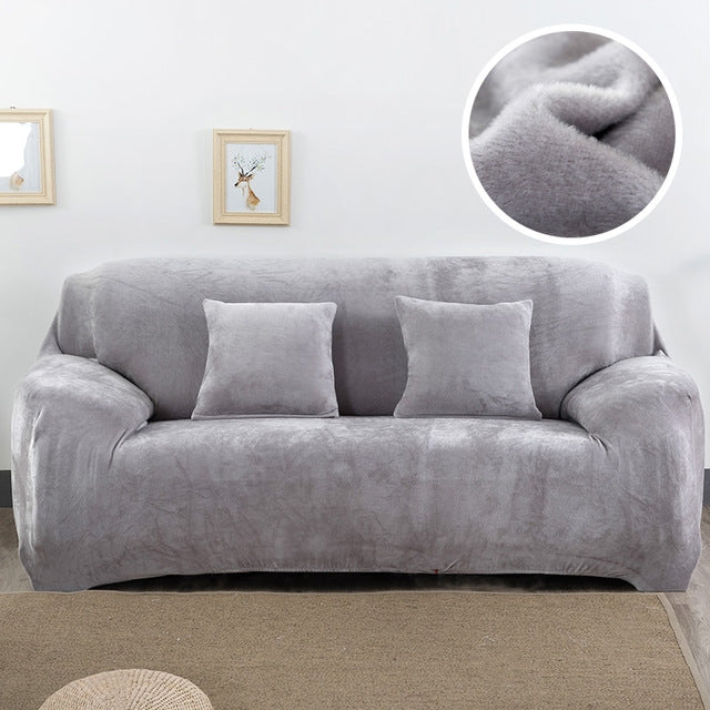 Plush Fabric Sofa Cover Thick Slipcover Couch Elastic Sofa Covers Not Include Pillow Case, Specification:2 seat 145-185cm