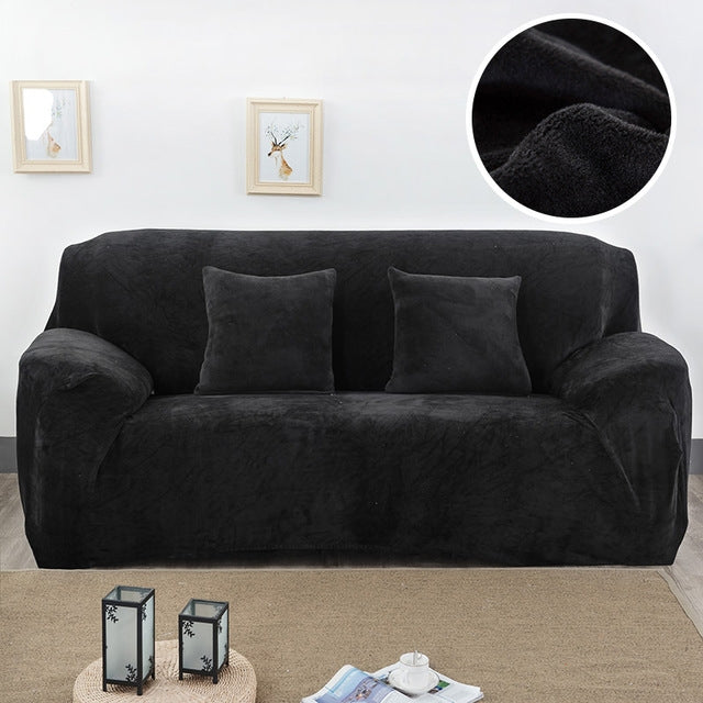 Plush Fabric Sofa Cover Thick Slipcover Couch Elastic Sofa Covers Not Include Pillow Case, Specification:4 seat 230-300cm
