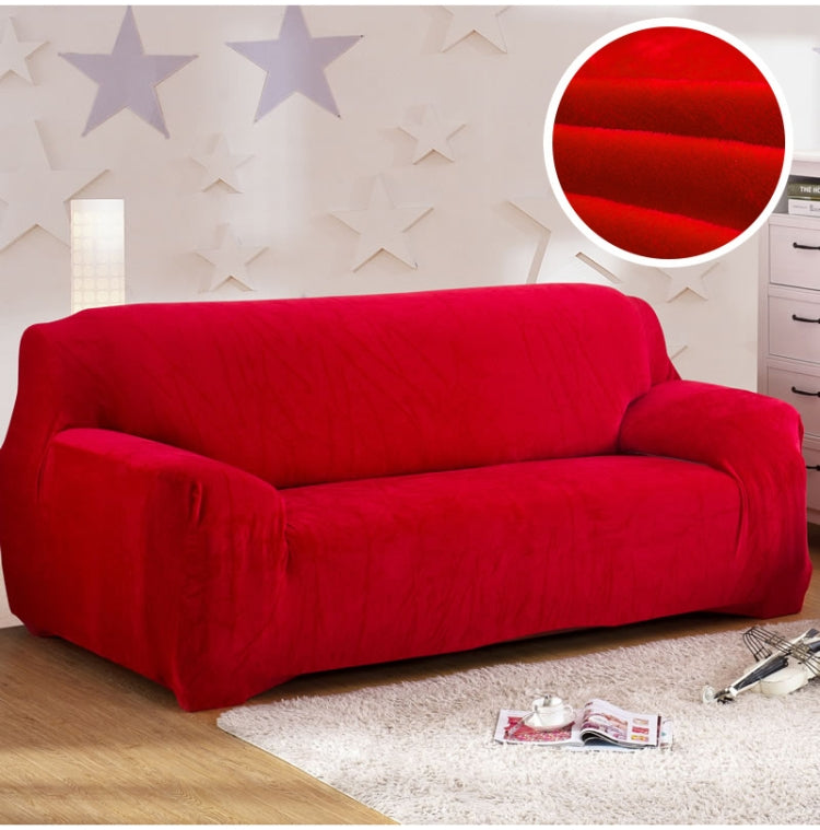 Plush Fabric Sofa Cover Thick Slipcover Couch Elastic Sofa Covers Not Include Pillow Case, Specification:4 seat 230-300cm
