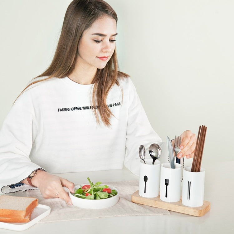 Multifunctional Household Tableware Desktop Storage Box Drain Chopsticks Storage Box(White)