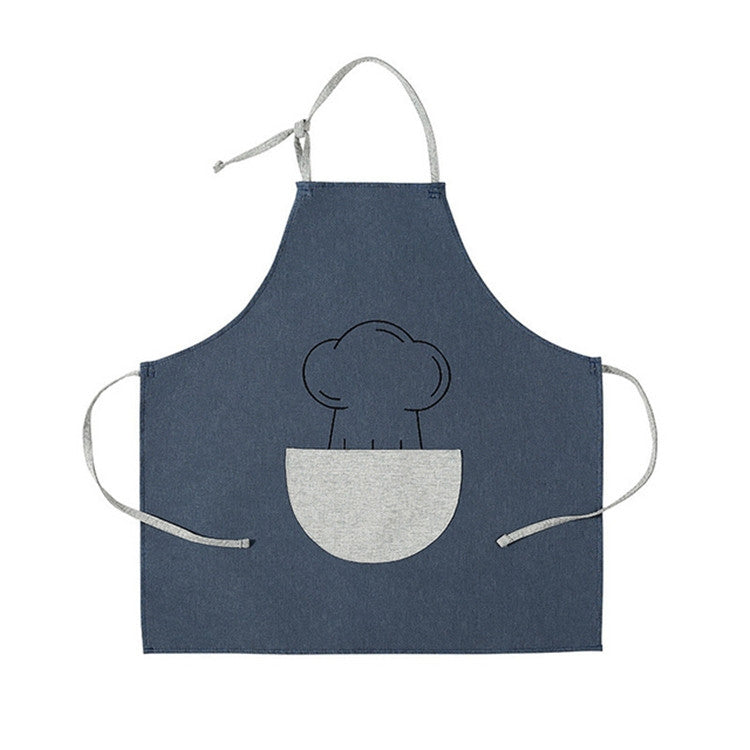 Antifouling Oil-proof Thick Cooking Apron Painting Work Clothes with Semicircle Pocket