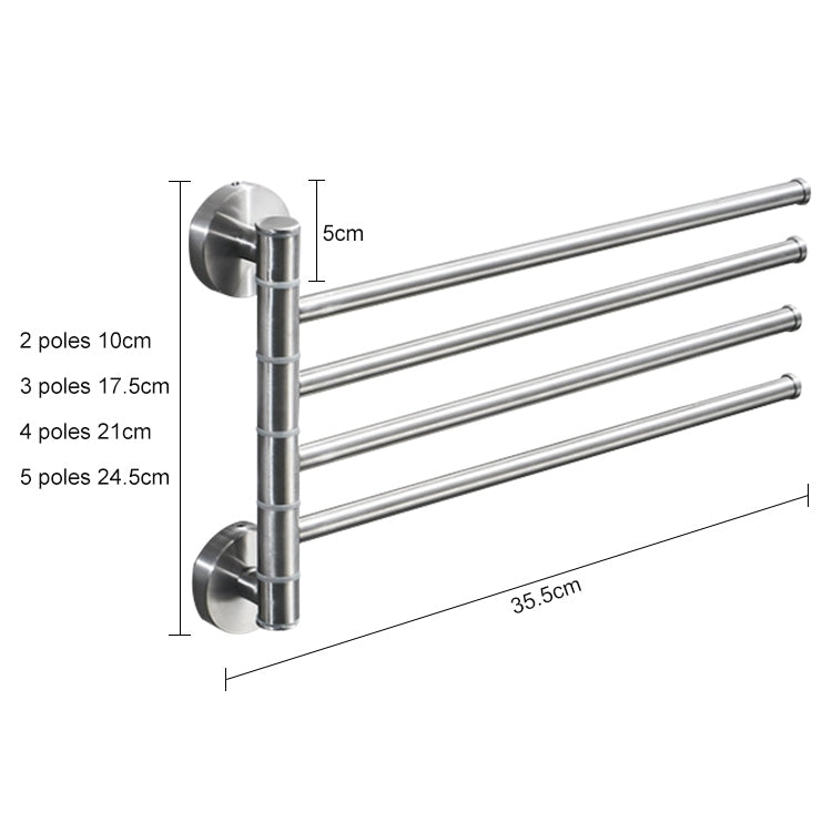 Stainless Steel Towel Bar Rotating Towel Rack Bathroom Kitchen Wall-mounted Towel Polished Rack Holder, Model:Brushed Four Poles
