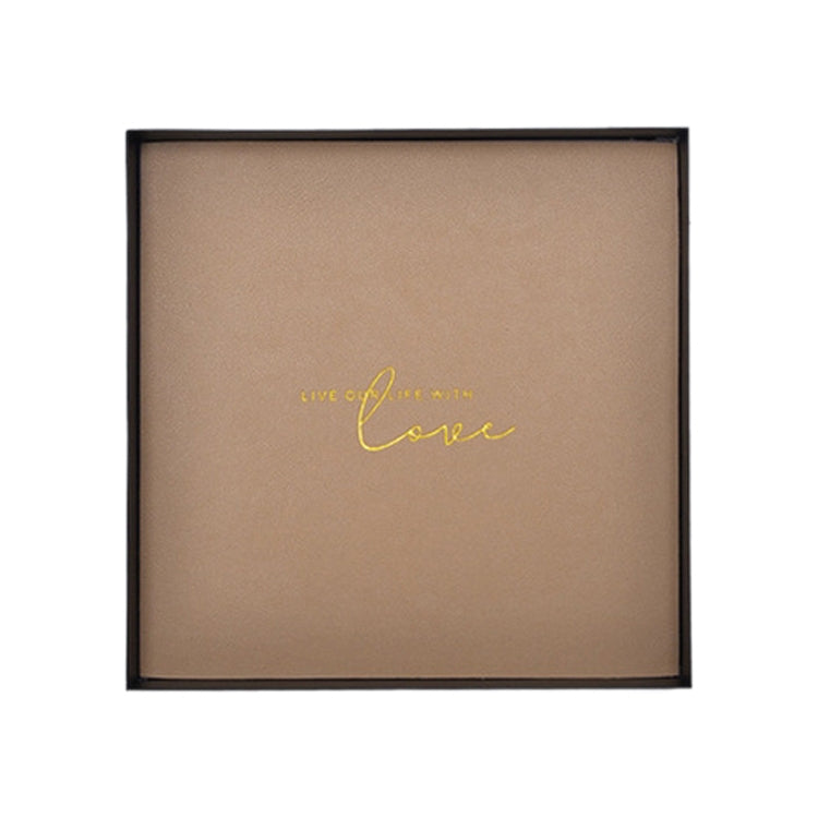 Square PU Leather Wrought Iron Tray Entrance Key Debris Storage Box, Size:L