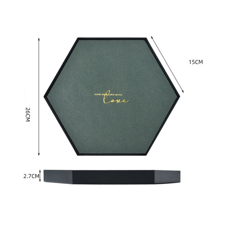 Hexagon PU Leather Wrought Iron Tray Entrance Key Debris Storage Box, Size:L