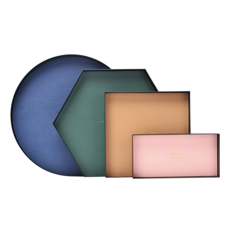 Hexagon PU Leather Wrought Iron Tray Entrance Key Debris Storage Box, Size:L