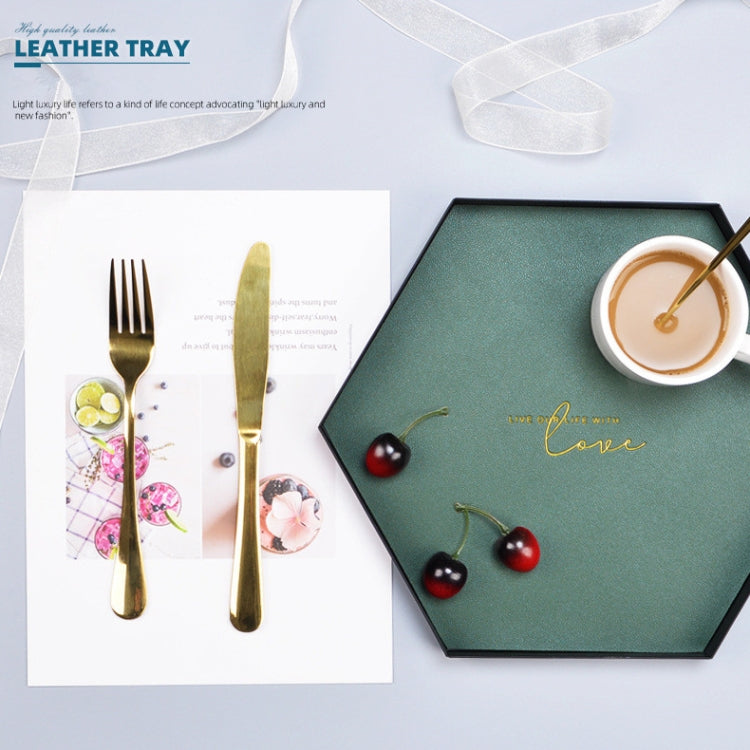 Hexagon PU Leather Wrought Iron Tray Entrance Key Debris Storage Box, Size:L