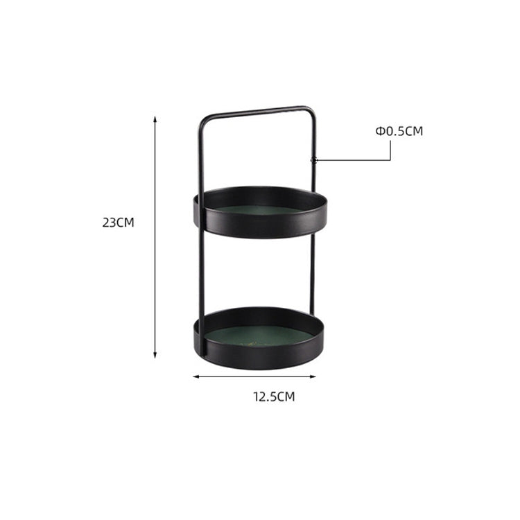 Double-layer Leather Mat Storage Tray with Handle Shelf Snack Tray, Color:Round S