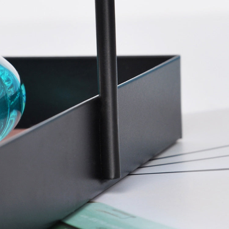 Double-layer Leather Mat Storage Tray with Handle Shelf Snack Tray, Color:Round S