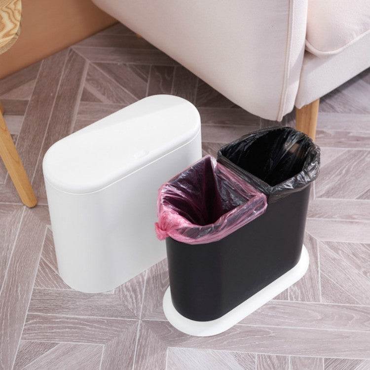9L Home Double-Barrel Oval Plastic Trash Can with Lid Cover